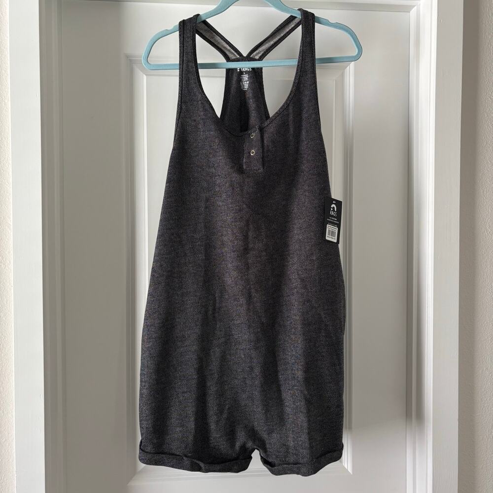 RAGS Black Remnant Overall Shortie Romper Size Large NWT Loungewear Comfort
